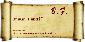 Braun Fabó névjegykártya